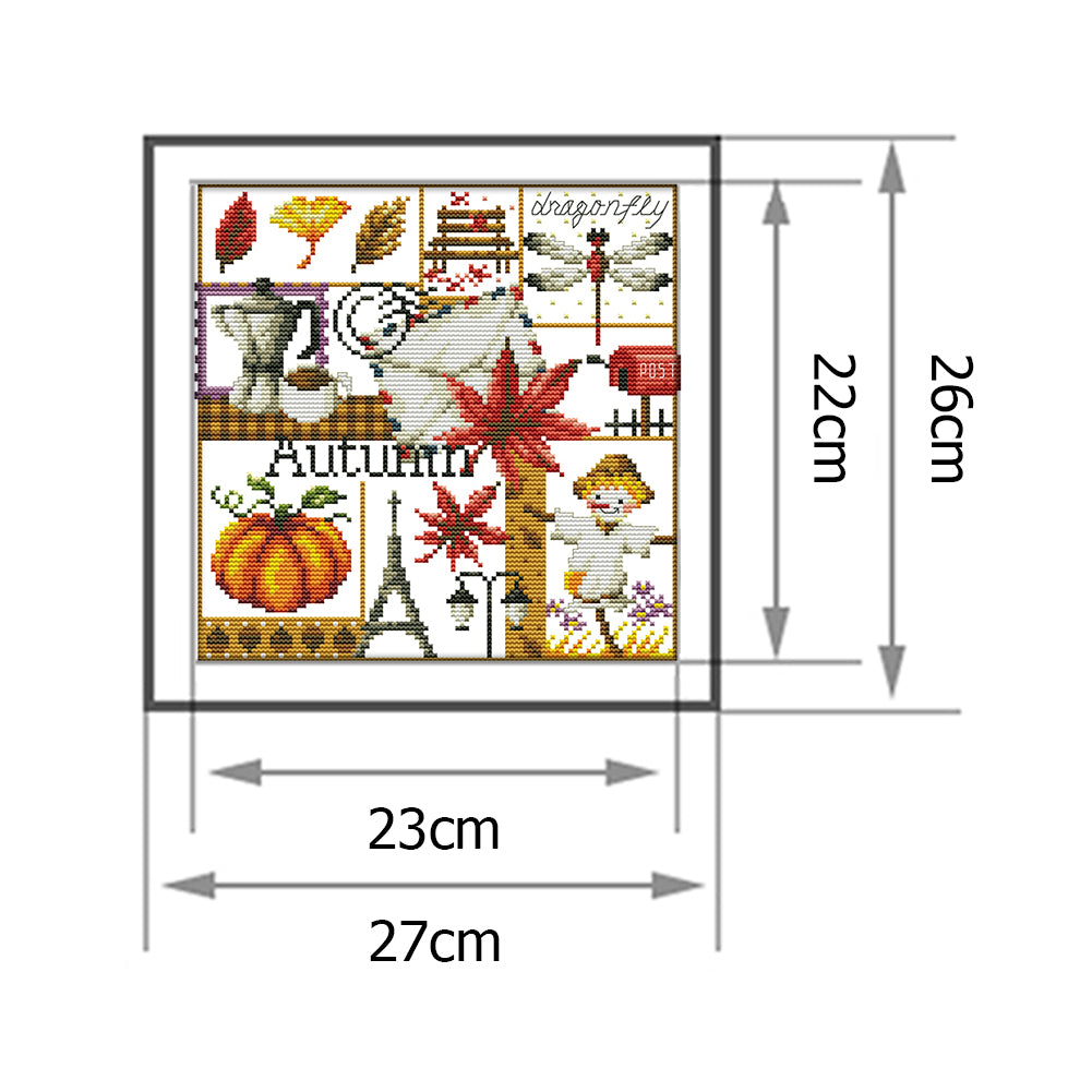 Autumn - 14CT Stamped Cross Stitch 27*26CM