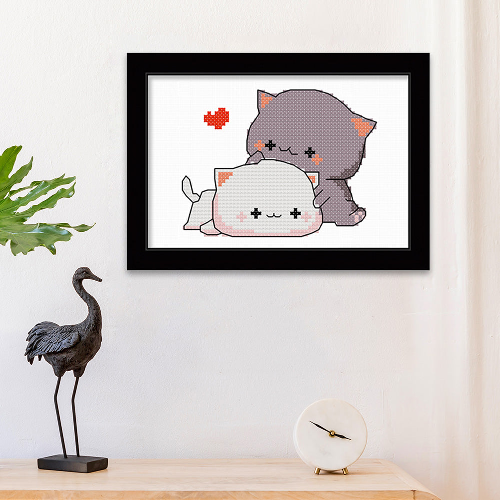 Cat- 11CT Stamped Cross Stitch 25*20CM