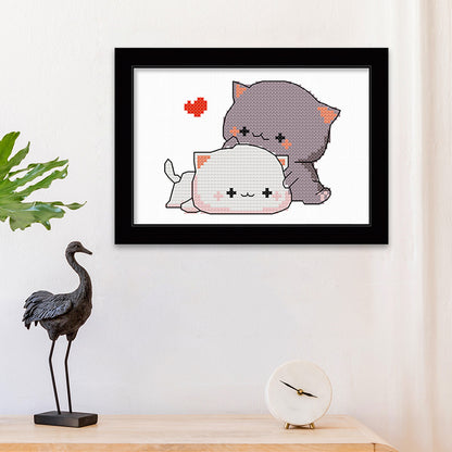 Cat- 11CT Stamped Cross Stitch 25*20CM