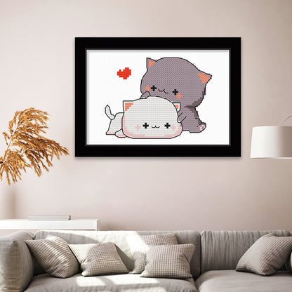 Cat- 11CT Stamped Cross Stitch 25*20CM