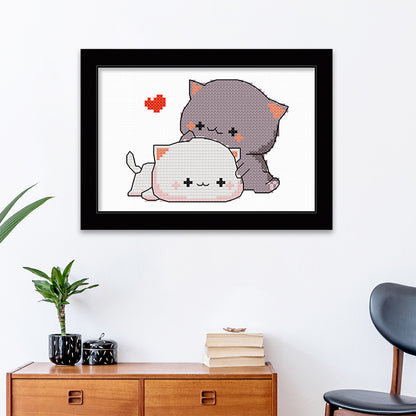 Cat- 11CT Stamped Cross Stitch 25*20CM