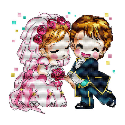 Wedding - 14CT Stamped Cross Stitch 25*25CM