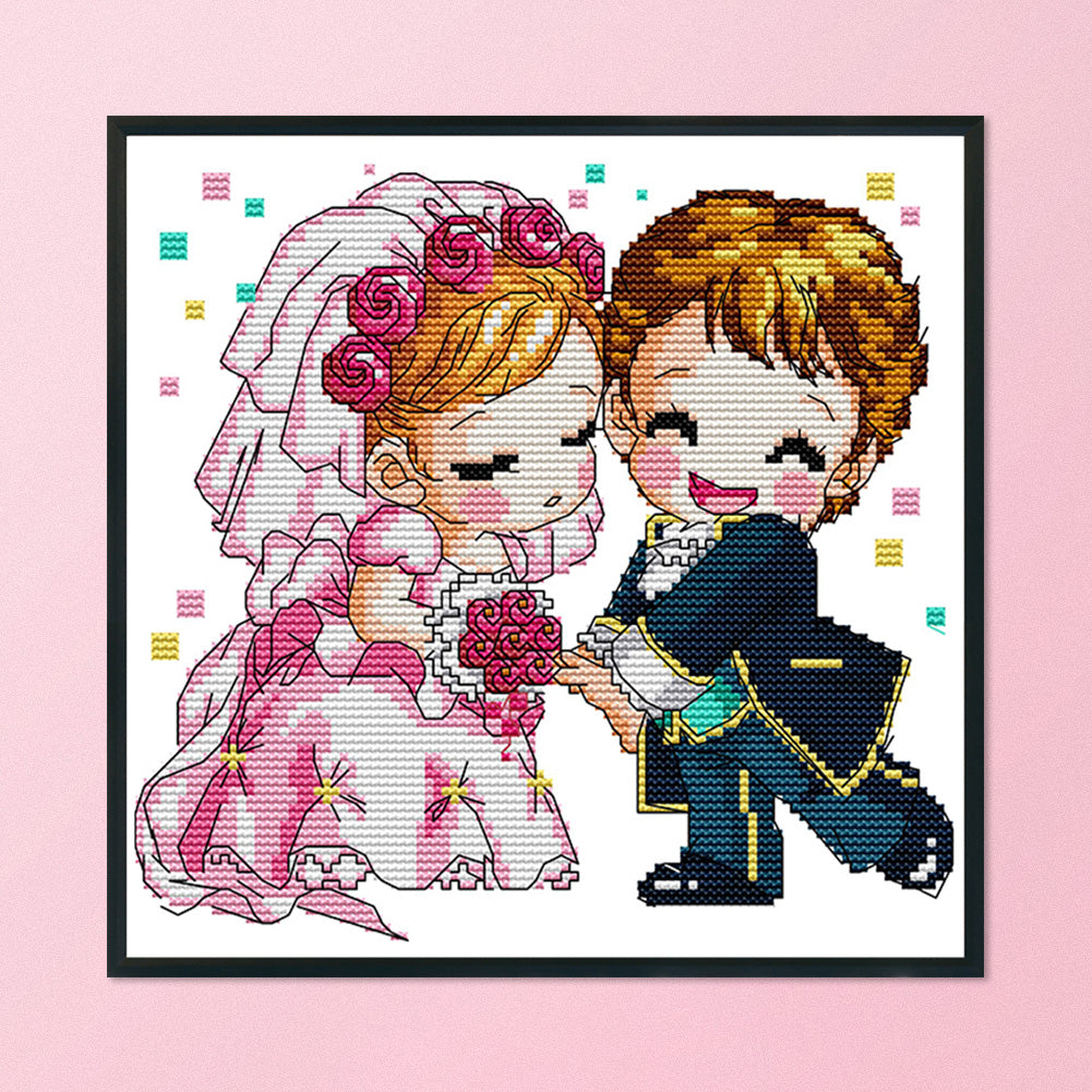 Wedding - 14CT Stamped Cross Stitch 25*25CM