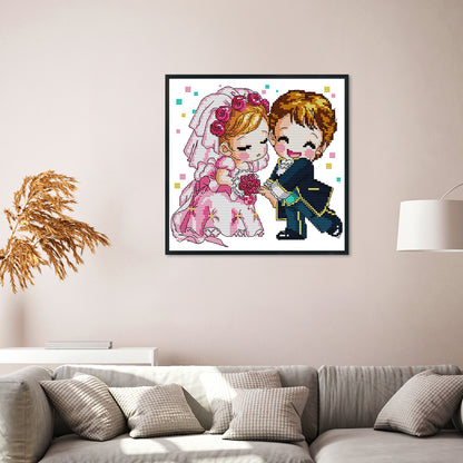 Wedding - 14CT Stamped Cross Stitch 25*25CM