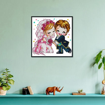 Wedding - 14CT Stamped Cross Stitch 25*25CM