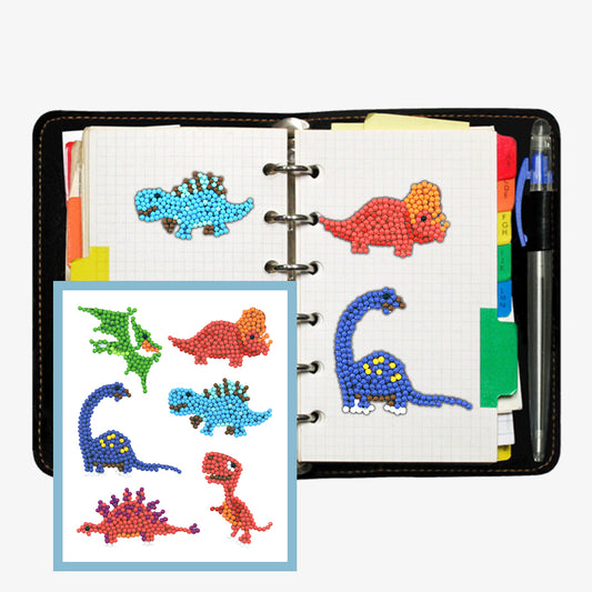 6pcs Dinosaur World Round Sticker Diamond Painting DIY Phone Decor Paster