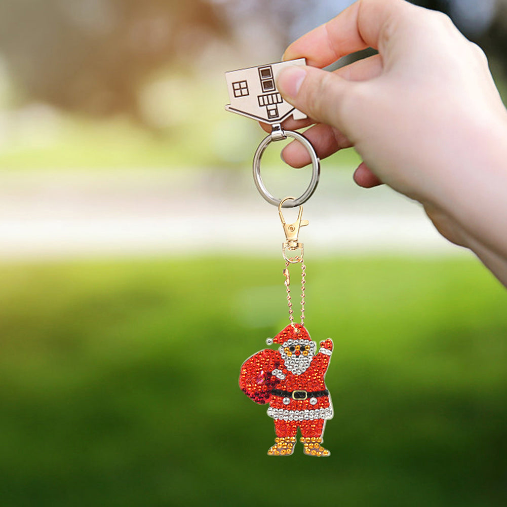 5pcs Diamond Painting DIY Full Special Shaped Drill Christmas Keychain Kit