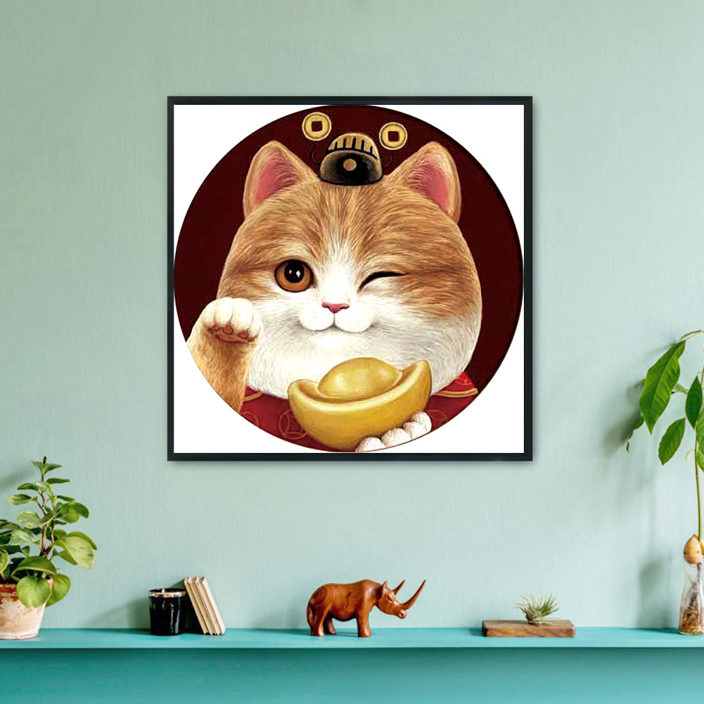 Fortune Cat - 11CT Stamped Cross Stitch 50*50CM