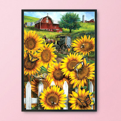 Garden Sunflower - 11CT Stamped Cross Stitch 36*46CM