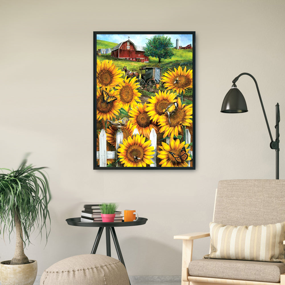 Garden Sunflower - 11CT Stamped Cross Stitch 36*46CM