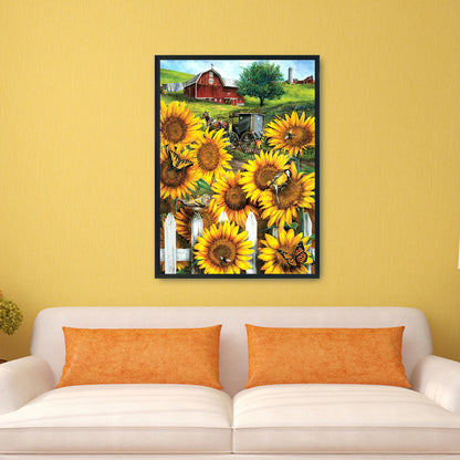 Garden Sunflower - 11CT Stamped Cross Stitch 36*46CM
