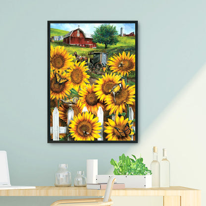 Garden Sunflower - 11CT Stamped Cross Stitch 36*46CM