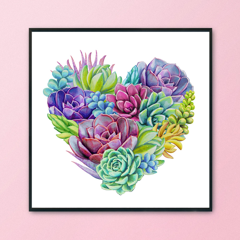 Succulent - 11CT Stamped Cross Stitch 40*40CM