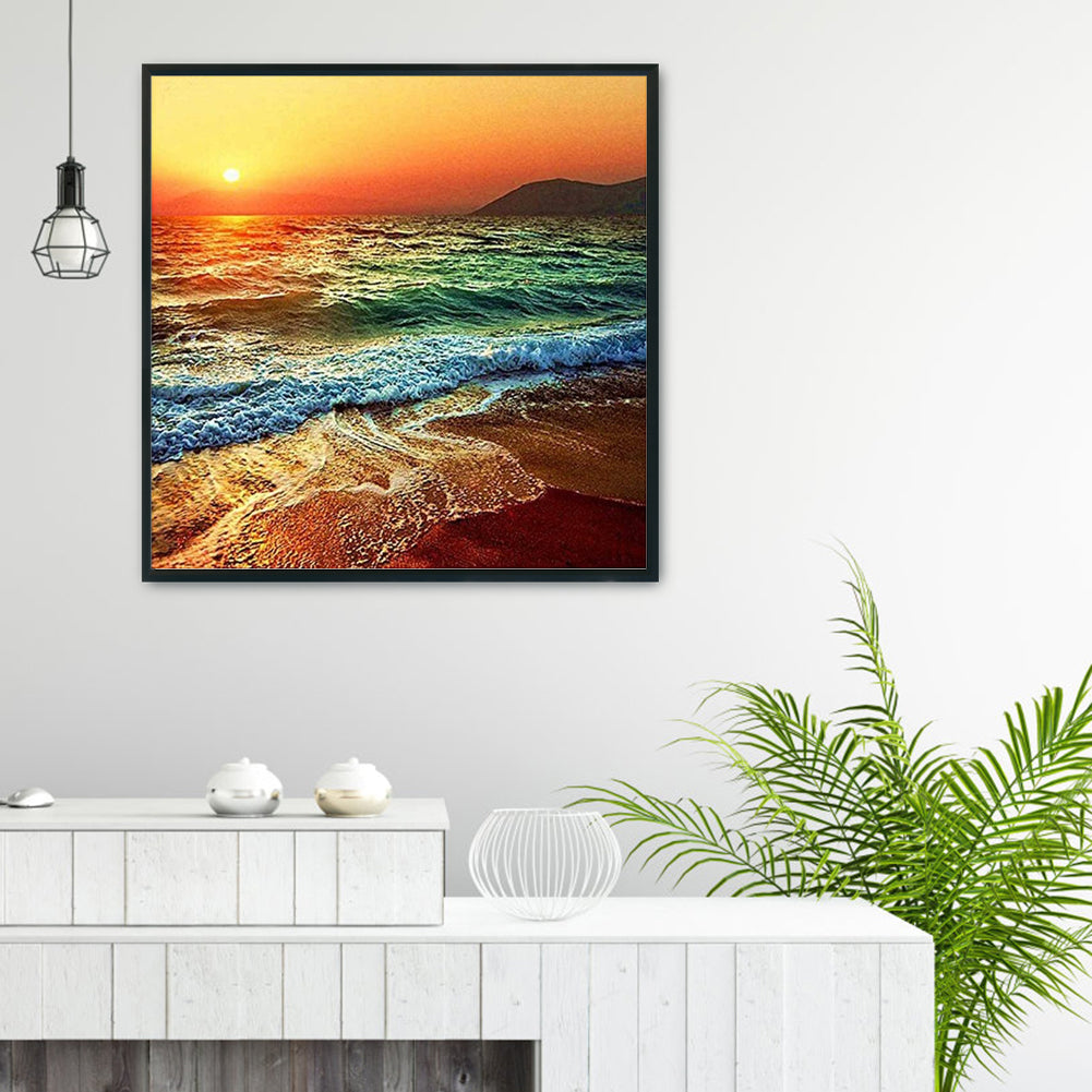 Beach - 11CT Stamped Cross Stitch 50*50CM