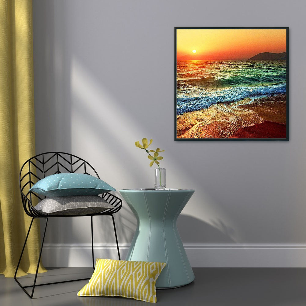 Beach - 11CT Stamped Cross Stitch 50*50CM