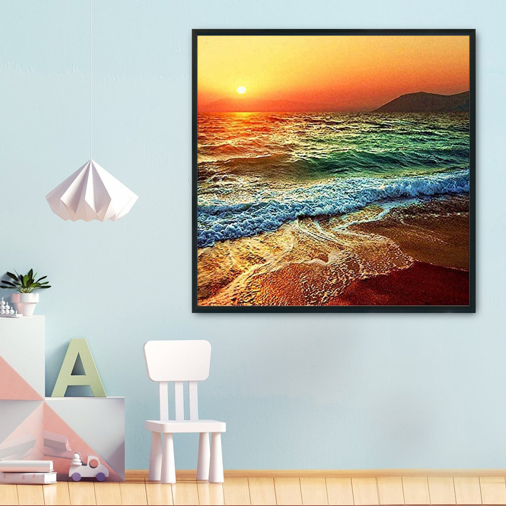 Beach - 11CT Stamped Cross Stitch 50*50CM