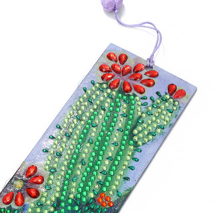 DIY Special Shape Rhinestone Diamond Painting Leather Bookmark Tassel Craft