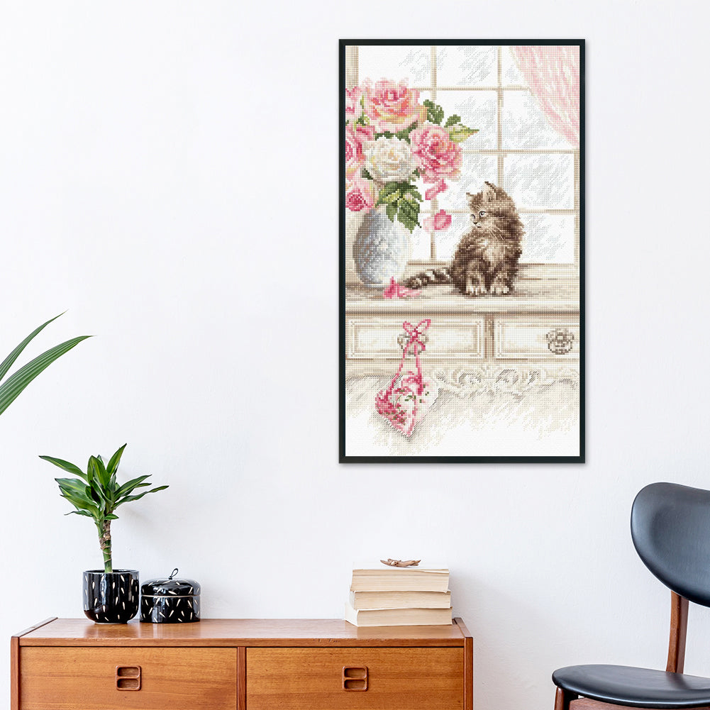 Cat - 11CT Stamped Cross Stitch 35*20CM