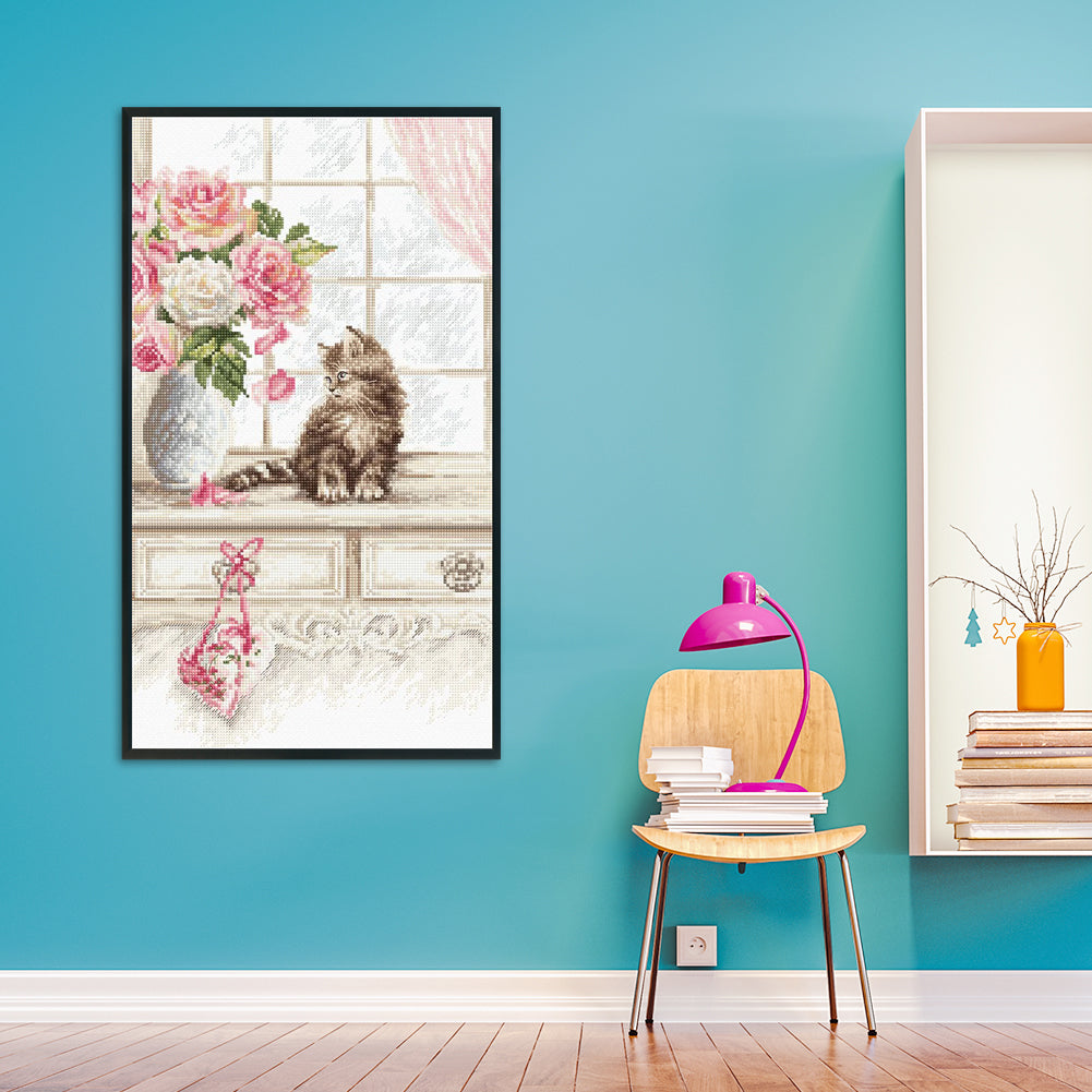 Cat - 11CT Stamped Cross Stitch 35*20CM