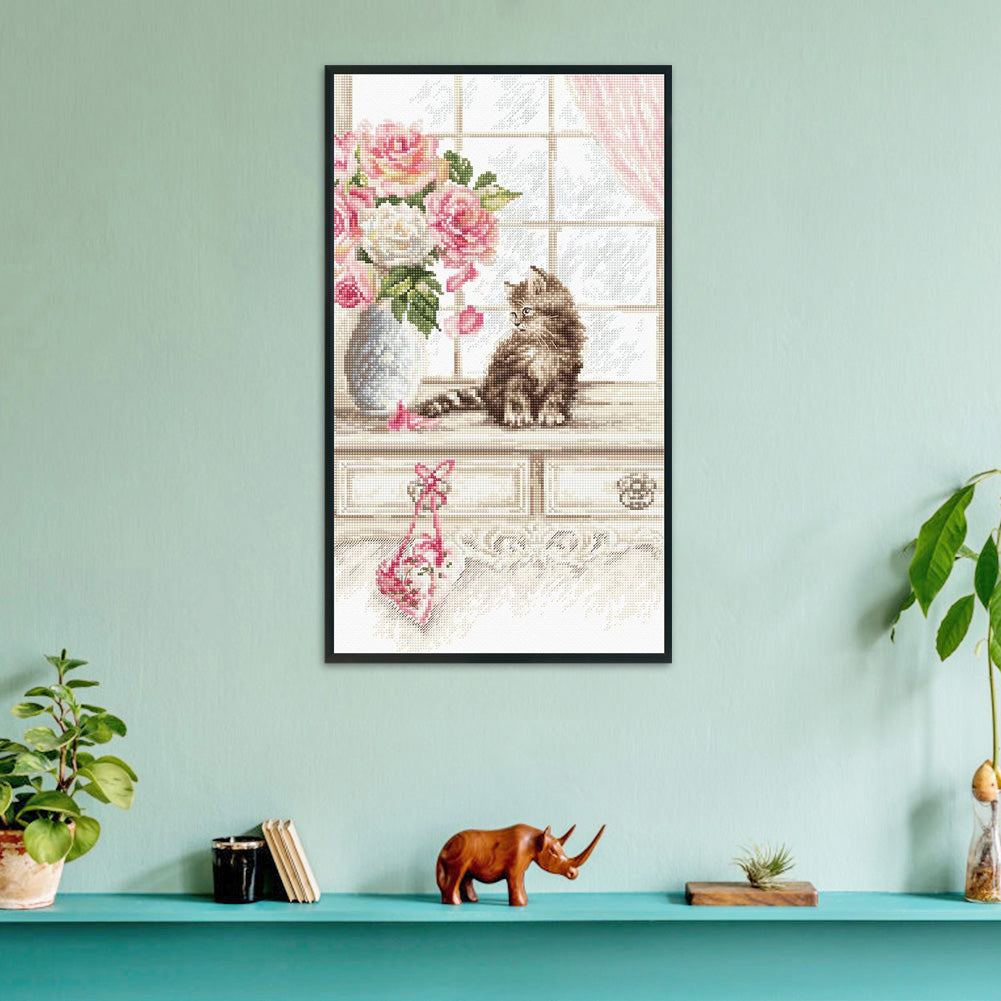 Cat - 11CT Stamped Cross Stitch 35*20CM