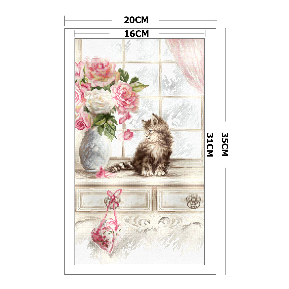 Cat - 11CT Stamped Cross Stitch 35*20CM