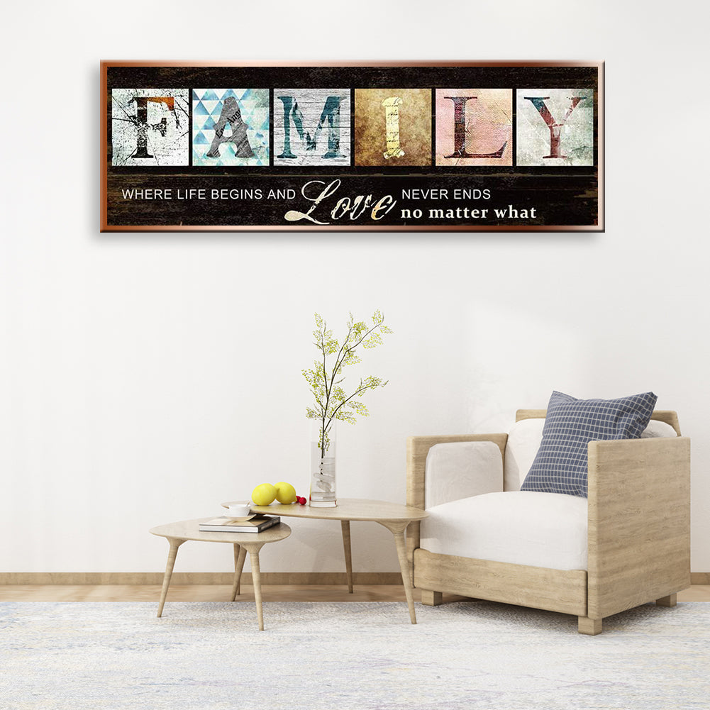 Family Letter - Full Round Drill Diamond Painting 30*80CM