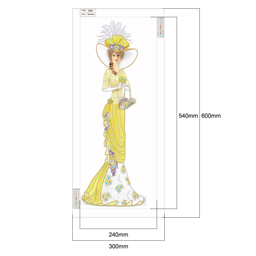 Dress Lady - Special Shaped Drill Diamond Paintng 30*60CM