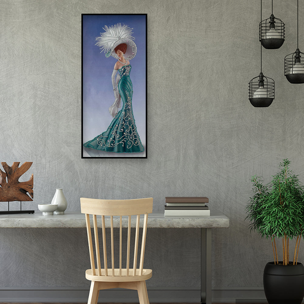 Dress Lady - Special Shaped Drill Diamond Paintng 30*60CM