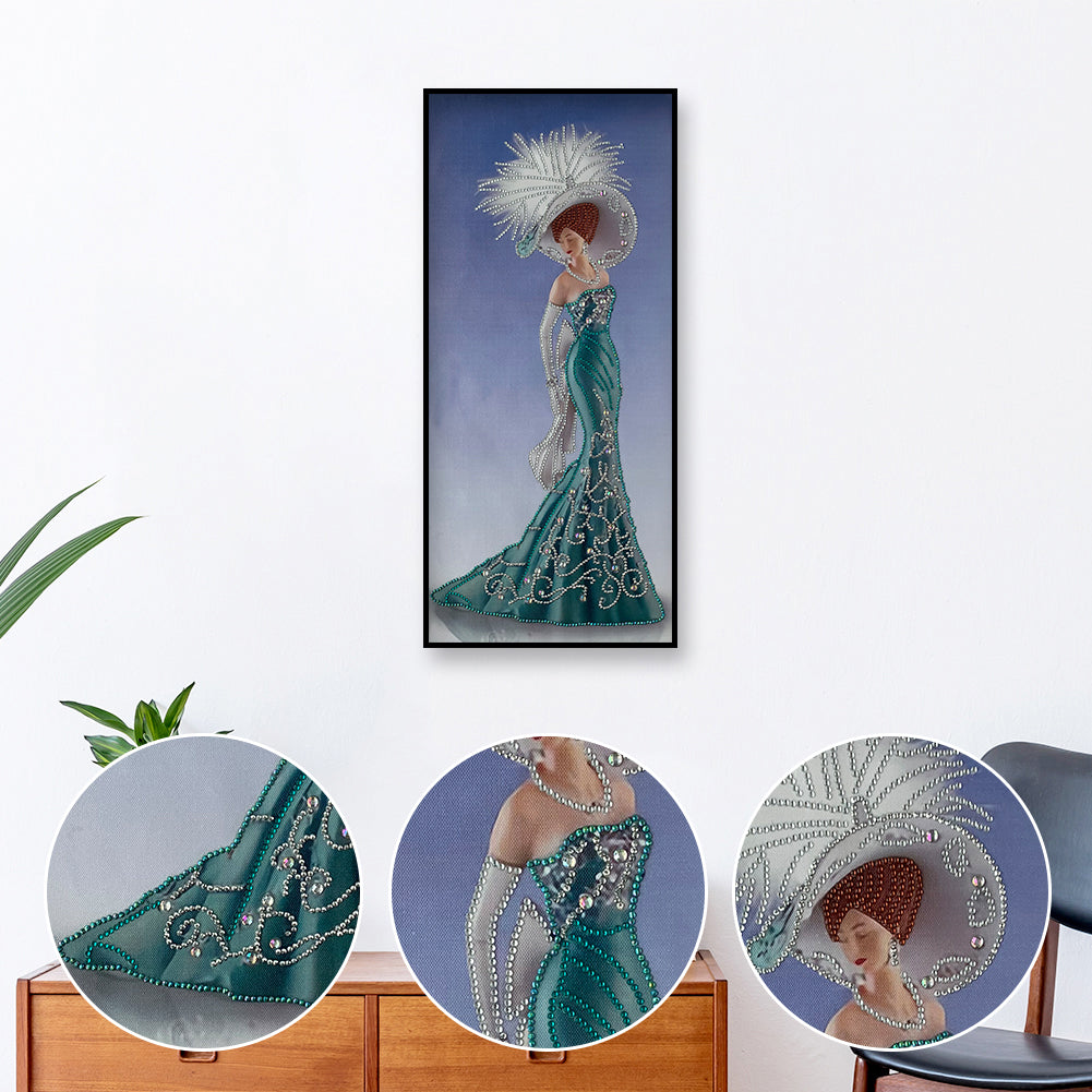 Dress Lady - Special Shaped Drill Diamond Paintng 30*60CM