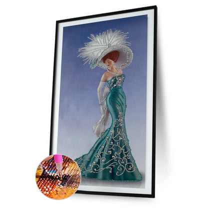 Dress Lady - Special Shaped Drill Diamond Paintng 30*60CM