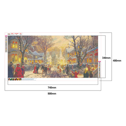 Winter Street - Full Round Drill Diamond Painting 80*40CM