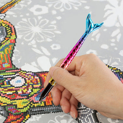 Point Drill Pen Diamond Painting DIY Fish Tail Rhinestone Craft Tool (Blue)