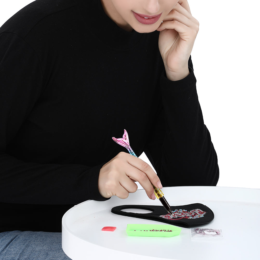 Point Drill Pen Diamond Painting DIY Fish Tail Rhinestone Craft Tool (Pink)