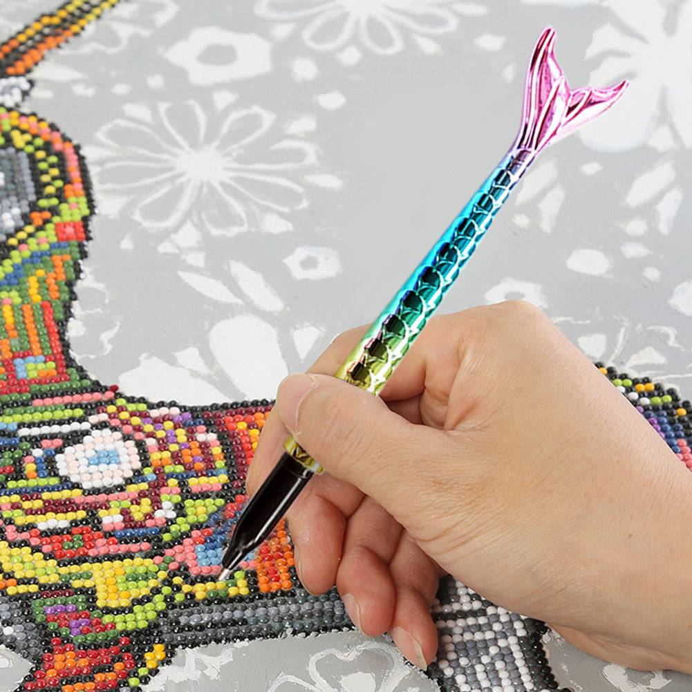 Point Drill Pen Diamond Painting DIY Fish Tail Rhinestone Craft Tool (Pink)