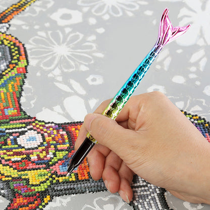 Point Drill Pen Diamond Painting DIY Fish Tail Rhinestone Craft Tool (Pink)