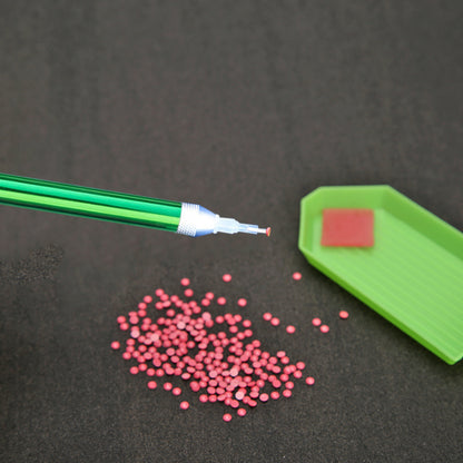 Battery Powered Lighted Point Drill Pen Diamond Painting DIY Tools (Green)