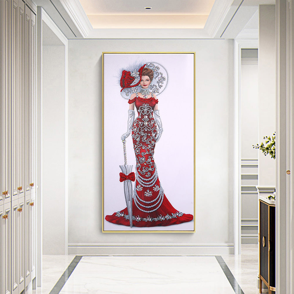 Dress Lady - Special Shaped Drill Diamond Paintng 30*60CM