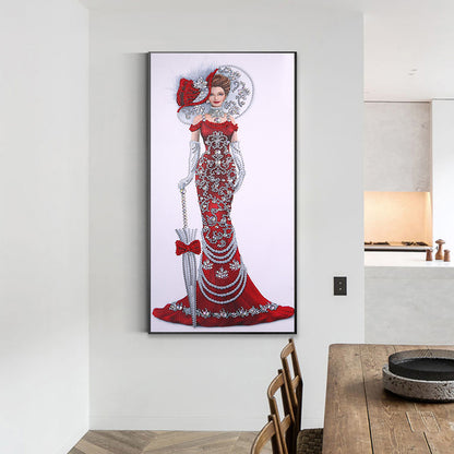Dress Lady - Special Shaped Drill Diamond Paintng 30*60CM
