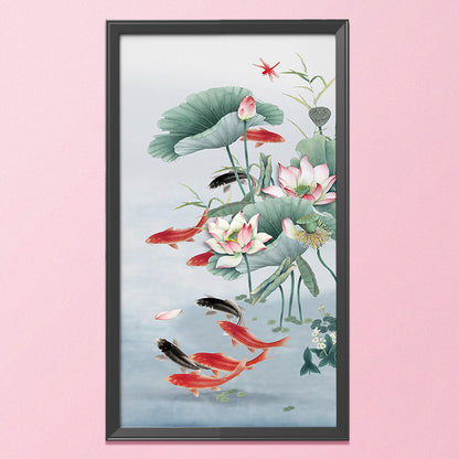 Lotus - 11CT Stamped Cross Stitch 36*65CM