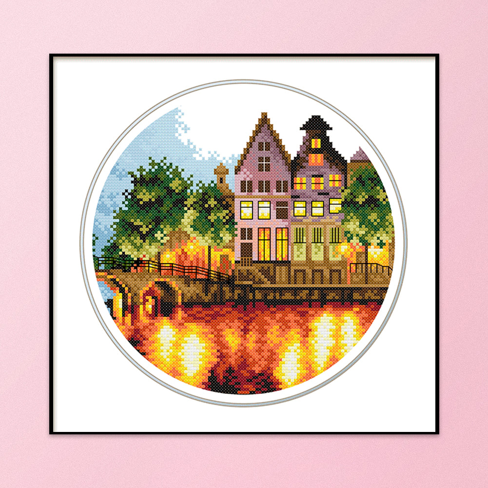 Luminous City - 11CT Stamped Cross Stitch 35*35CM