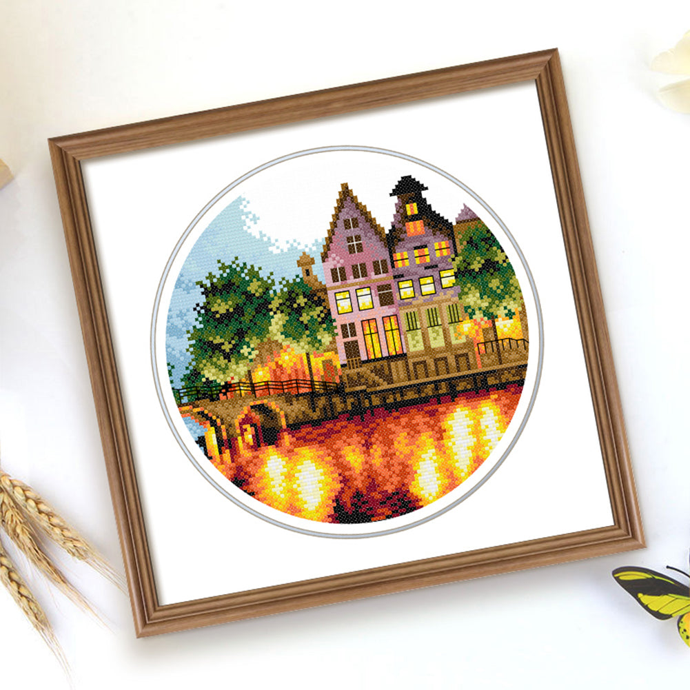Luminous City - 11CT Stamped Cross Stitch 35*35CM