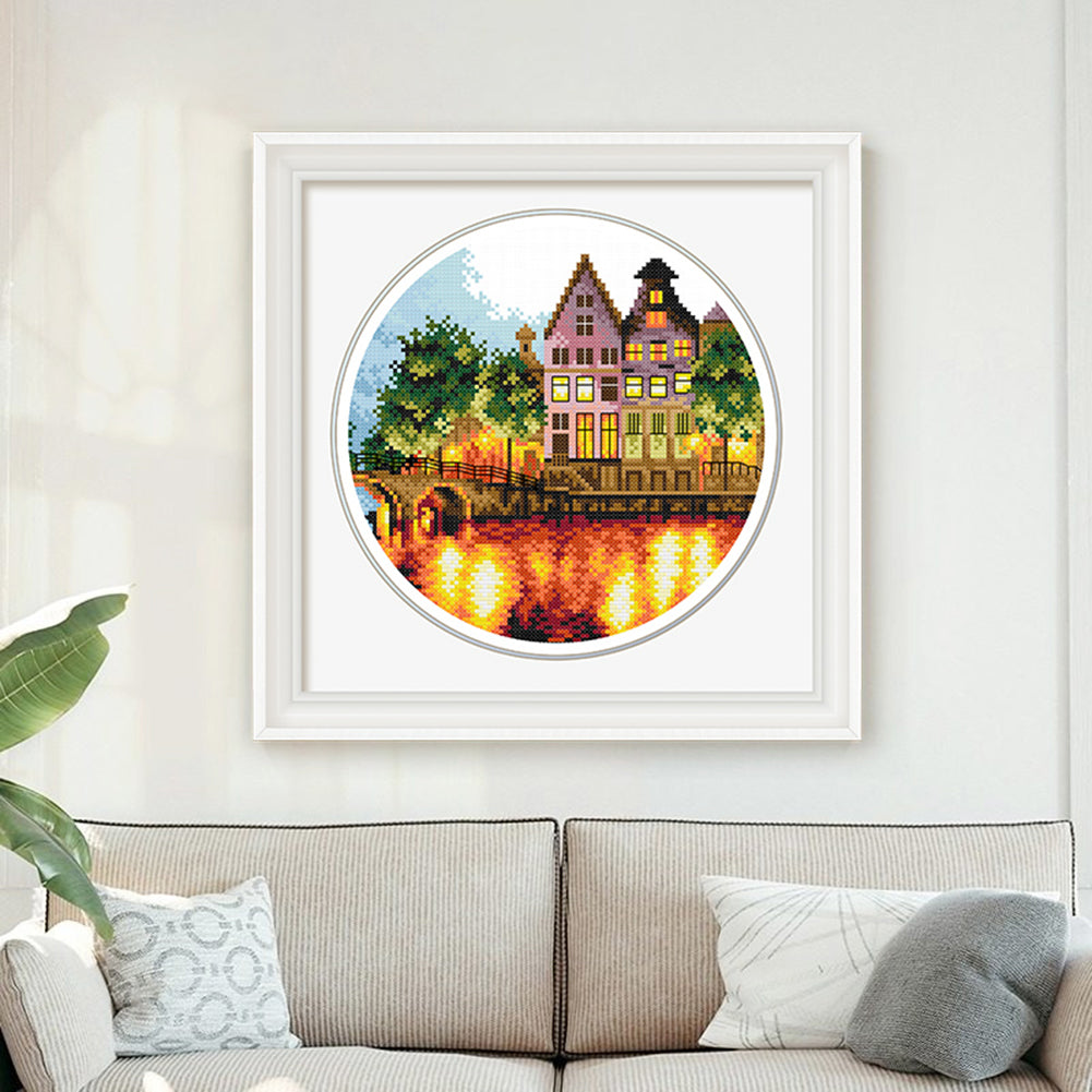 Luminous City - 11CT Stamped Cross Stitch 35*35CM