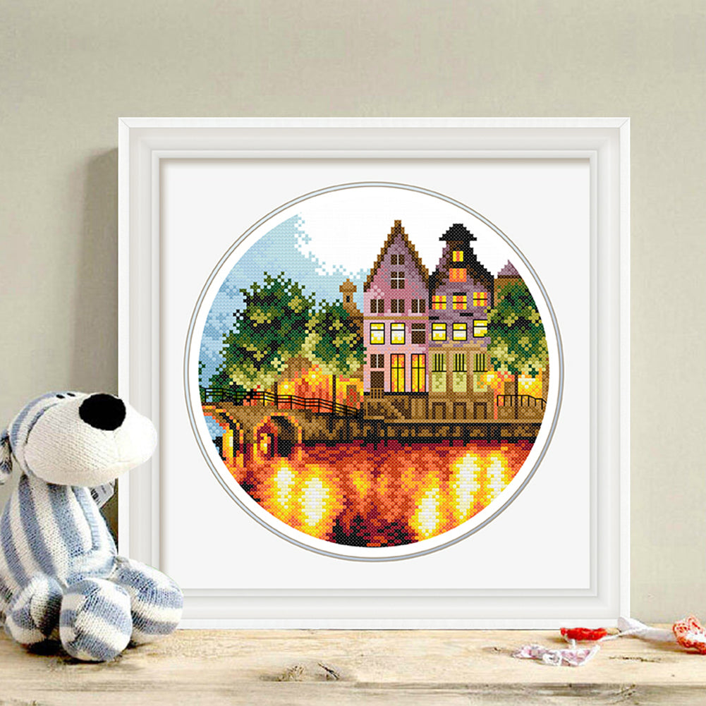 Luminous City - 11CT Stamped Cross Stitch 35*35CM
