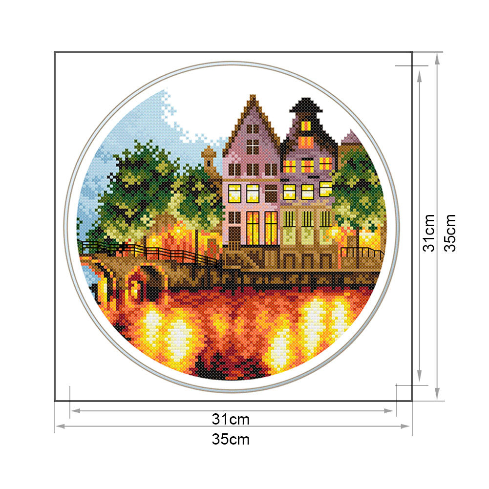 Luminous City - 11CT Stamped Cross Stitch 35*35CM