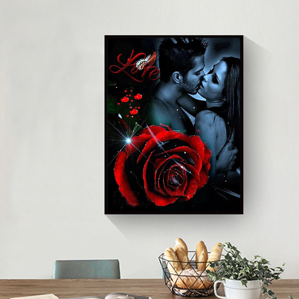 Rose Lover - Full Round Drill Diamond Painting 30*40CM