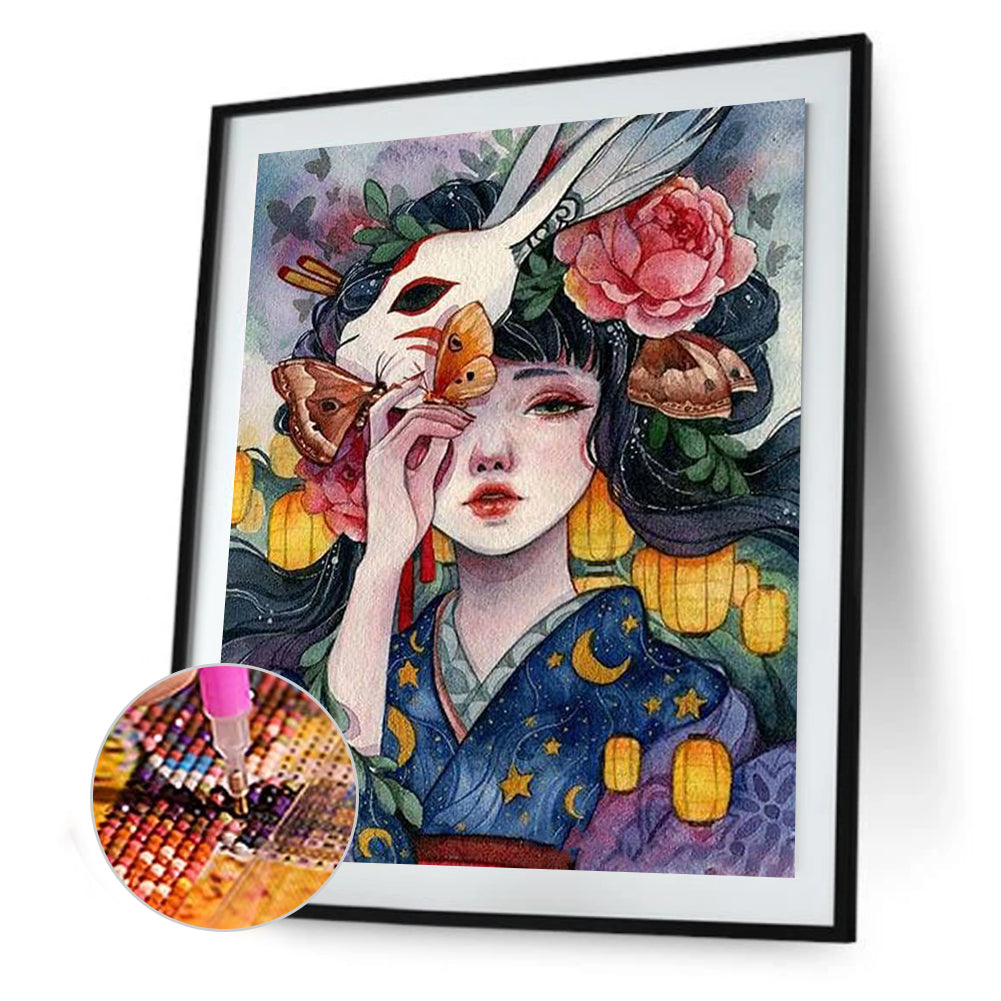 Girl Kimono - Full Round Drill Diamond Painting 30*40CM