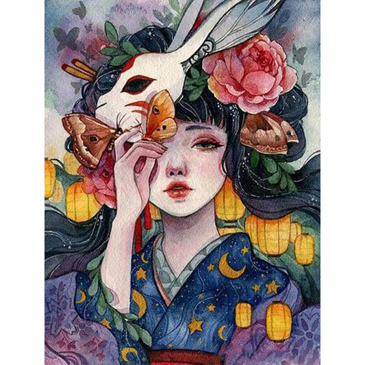 Girl Kimono - Full Round Drill Diamond Painting 30*40CM