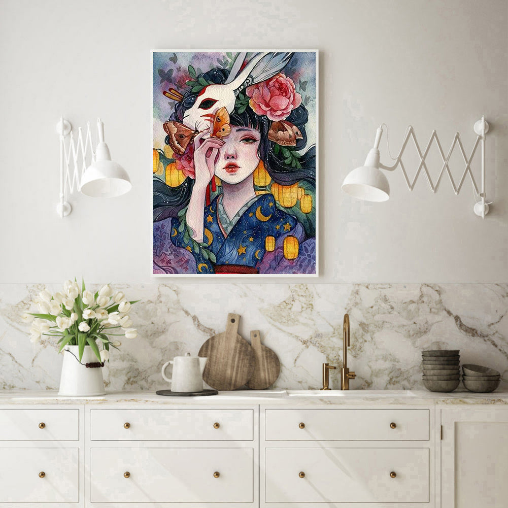 Girl Kimono - Full Round Drill Diamond Painting 30*40CM