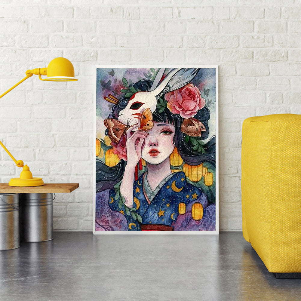 Girl Kimono - Full Round Drill Diamond Painting 30*40CM