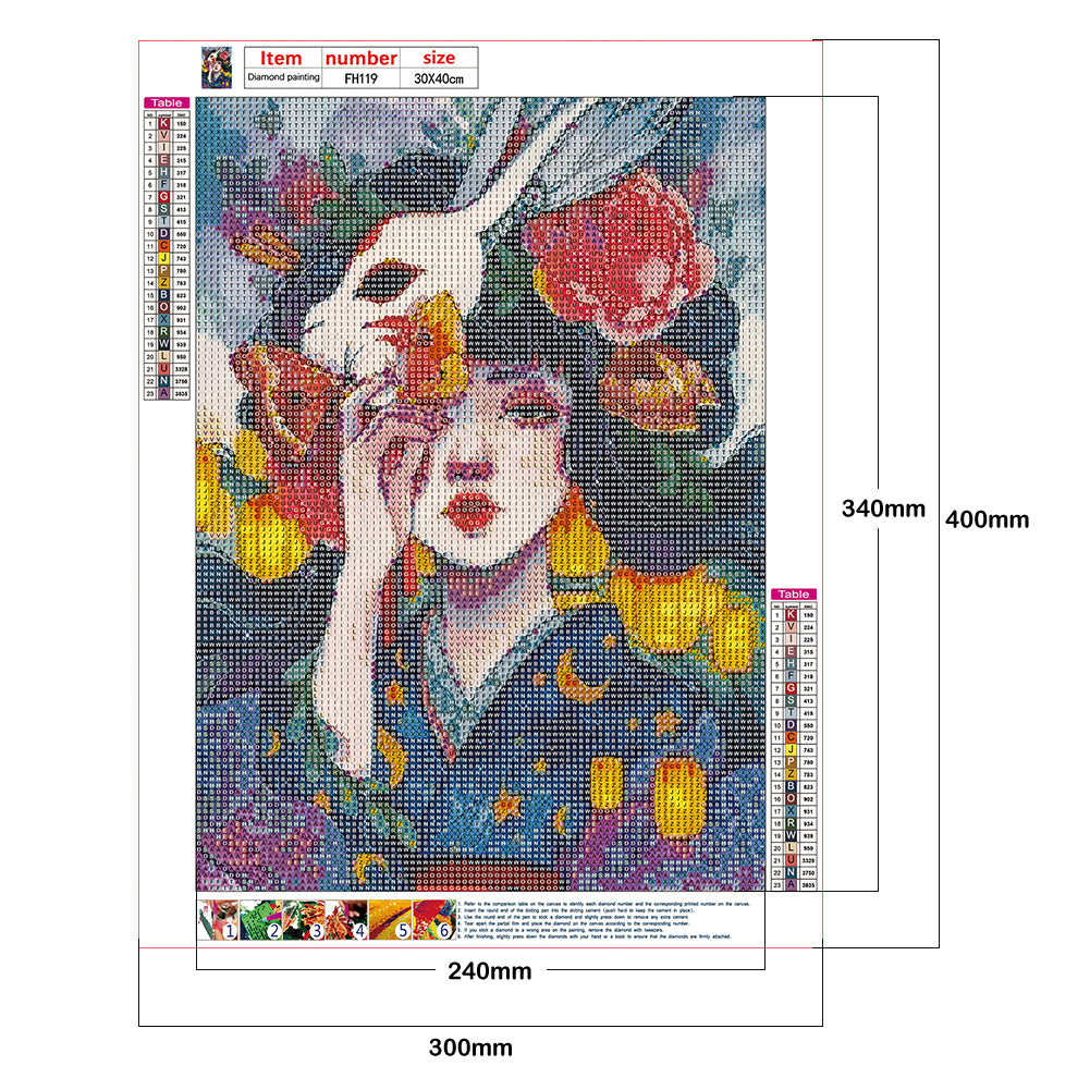 Girl Kimono - Full Round Drill Diamond Painting 30*40CM